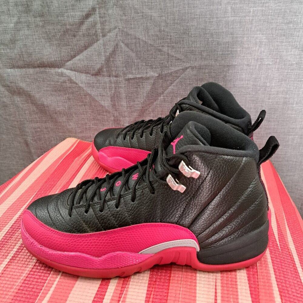 %Nike Air Jordan 12 Retro Black Pink 2017 Flu Game Size 9Y AJ17